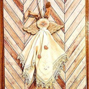 Folk Art Vintage 83 Rabbit Bunny Angel Doll Ornament Handmade Easter Decor Wings